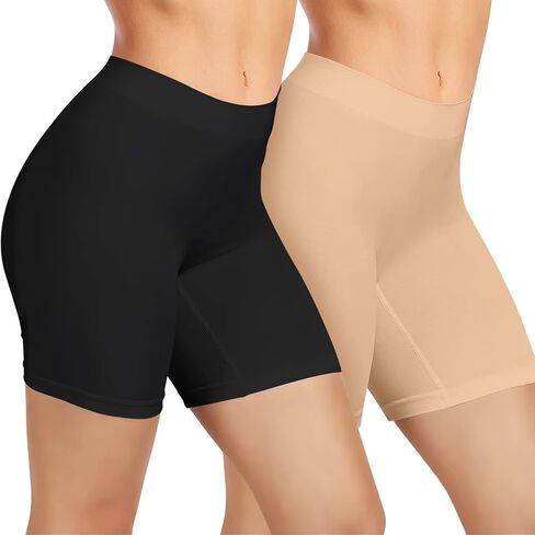2 Pack Anti Chafing Shorts Women, Seamless Slip Shorts for Under Dresses, Spandex Bike Short for Yoga Workout in Saudi Arabia