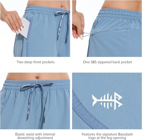BASSDASH Women’s 5" Fishing Shorts UPF 50+ Water Resistant Quick Dry Athletic Hiking Shorts with Pockets FP05W in Saudi Arabia