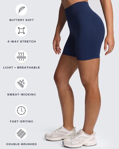 Aoxjox Workout Kinetic Seamless Shorts for Women Tummy Control High Waisted Hidden Scrunch Athletic Running Yoga Short 6“ in Saudi Arabia