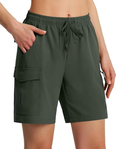 KSMIEN WIND 7 "شورت الشحن المشي لمسافات طويلة خفيفة الوزن للسيدات الجاف الجاف شورت الصيف مع جيوب سحاب للسفر الجولف in Kuwait