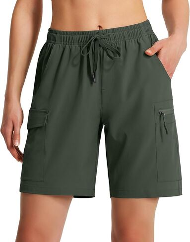 KSMIEN WIND 7 "شورت الشحن المشي لمسافات طويلة خفيفة الوزن للسيدات الجاف الجاف شورت الصيف مع جيوب سحاب للسفر الجولف in Kuwait