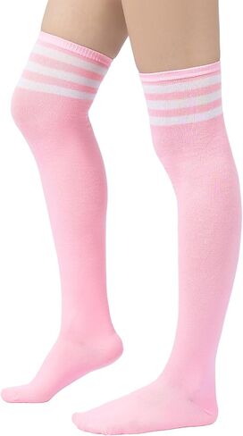 Century Star Womens Thigh High Socks Thin Stripes Over Knee High Stocking for Women Casual Long Thigh High Tights Boot Socks in Kuwait