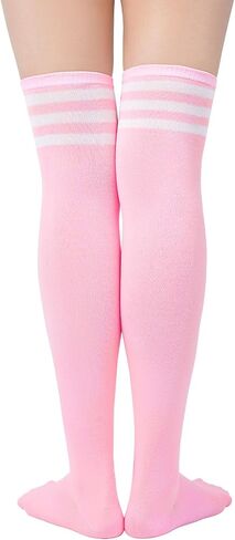 Century Star Womens Thigh High Socks Thin Stripes Over Knee High Stocking for Women Casual Long Thigh High Tights Boot Socks in Kuwait