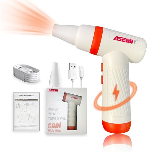 ASEMI High-Speed Turbo Air Duster, Multifunctional Portable Rechargeable USB,100000RPM 4.5h Endurance Hand Held Duster, Mini Car Home Cleaning Camping Tools,Flashlight with LED Bulb Outdoor (ORANGE) in Kuwait