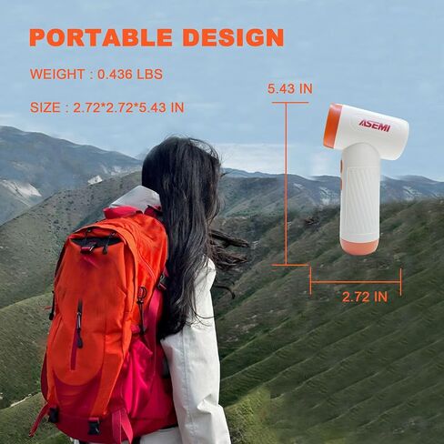 ASEMI High-Speed Turbo Air Duster, Multifunctional Portable Rechargeable USB,100000RPM 4.5h Endurance Hand Held Duster, Mini Car Home Cleaning Camping Tools,Flashlight with LED Bulb Outdoor (ORANGE) in Kuwait