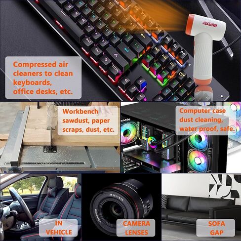 ASEMI High-Speed Turbo Air Duster, Multifunctional Portable Rechargeable USB,100000RPM 4.5h Endurance Hand Held Duster, Mini Car Home Cleaning Camping Tools,Flashlight with LED Bulb Outdoor (ORANGE) in Kuwait