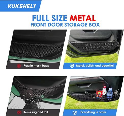 Front Door Metal Pocket Molle Panels Compatible with 2018-2024 Wrangler JL 2/4 Door & 2020-2024 Gladiator JT | Surface Fluff | Skin Friendly| Steel Storage Box Replaces The Weak Saggy Net in Saudi Arabia