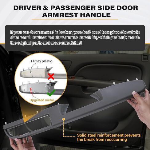 80994 Front Driver Side Door Armrest Handle Compatible with 2010-2014 Chevy Avalanche Silverado Suburban Tahoe & GMC Sierra Yukon, Front Left Side Door Arm Rest with Door Release Handle, Black, New in Saudi Arabia