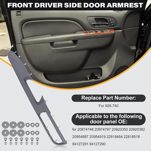 80994 Front Driver Side Door Armrest Handle Compatible with 2010-2014 Chevy Avalanche Silverado Suburban Tahoe & GMC Sierra Yukon, Front Left Side Door Arm Rest with Door Release Handle, Black, New in Saudi Arabia