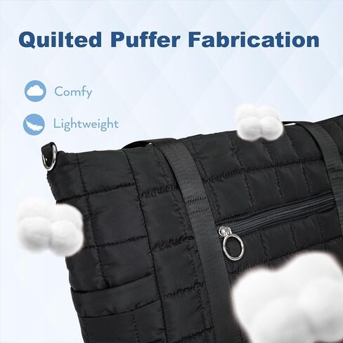Tote Bag for Women with Zipper, Puffer Gym Tote with Yoga Mat Straps in Saudi Arabia