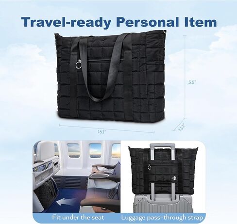 Tote Bag for Women with Zipper, Puffer Gym Tote with Yoga Mat Straps in Saudi Arabia