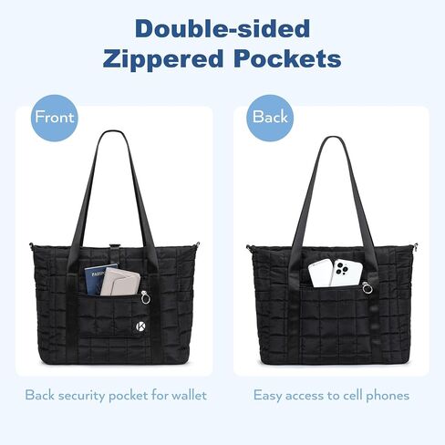 Tote Bag for Women with Zipper, Puffer Gym Tote with Yoga Mat Straps in Saudi Arabia