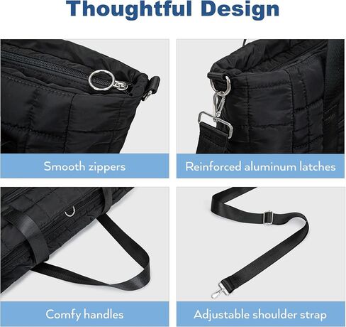 Tote Bag for Women with Zipper, Puffer Gym Tote with Yoga Mat Straps in Saudi Arabia