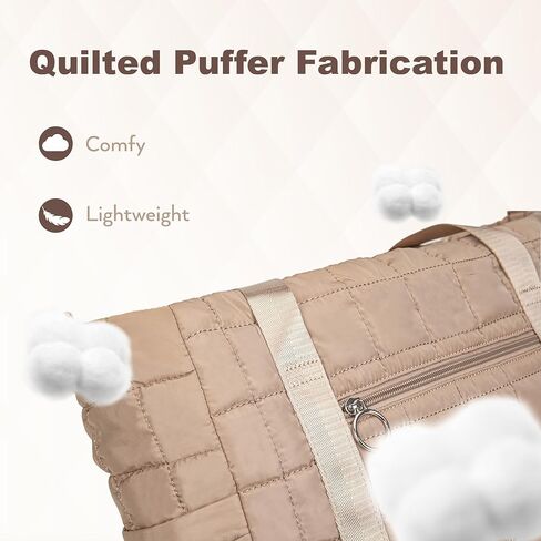 Tote Bag for Women with Zipper, Puffer Gym Tote with Yoga Mat Straps in Kuwait