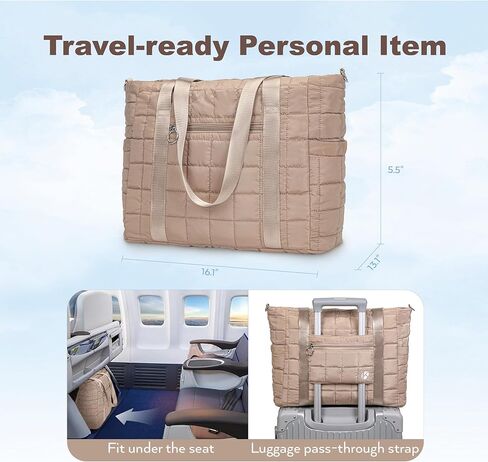 Tote Bag for Women with Zipper, Puffer Gym Tote with Yoga Mat Straps in Kuwait