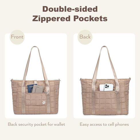 Tote Bag for Women with Zipper, Puffer Gym Tote with Yoga Mat Straps in Kuwait