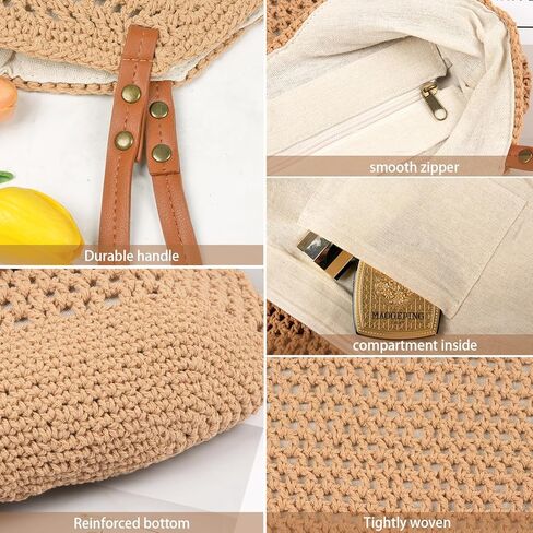 MAMUNU Crochet Tote Bag for Women, Summer Mesh Beach Tote Bag, Aesthetic Knit Tote Bag Shoulder Handbag for Travel Vacation in Saudi Arabia