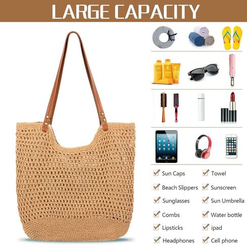 MAMUNU Crochet Tote Bag for Women, Summer Mesh Beach Tote Bag, Aesthetic Knit Tote Bag Shoulder Handbag for Travel Vacation in Saudi Arabia