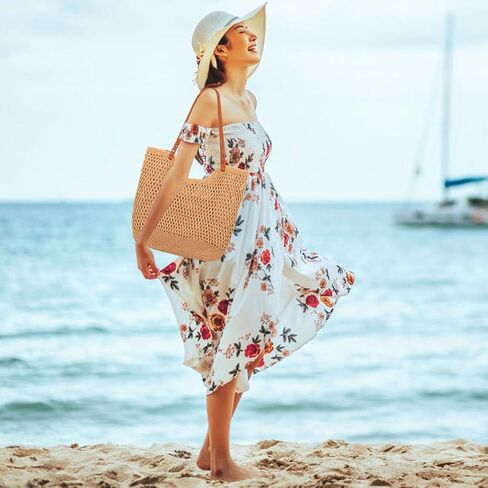 MAMUNU Crochet Tote Bag for Women, Summer Mesh Beach Tote Bag, Aesthetic Knit Tote Bag Shoulder Handbag for Travel Vacation in Saudi Arabia