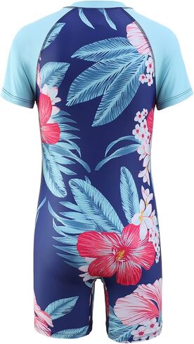 Girls Rash Guard Swimsuits One Piece Bathing Suits for Girls UPF 50+ Sun Protection Short Sleeve Sunsuits Zipper in Saudi Arabia