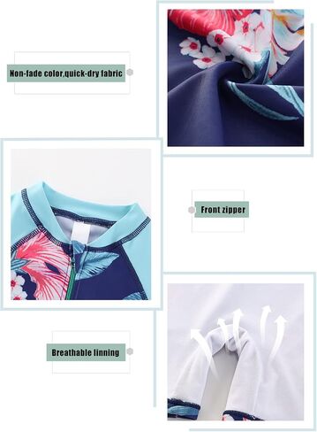 Girls Rash Guard Swimsuits One Piece Bathing Suits for Girls UPF 50+ Sun Protection Short Sleeve Sunsuits Zipper in Saudi Arabia