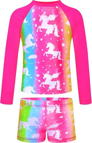 TENVDA Girls Swimsuit Two Piece Boyshort Tankini Bathing Suits Summer Beach Kids Swimwear Size 4-14 Years in Saudi Arabia
