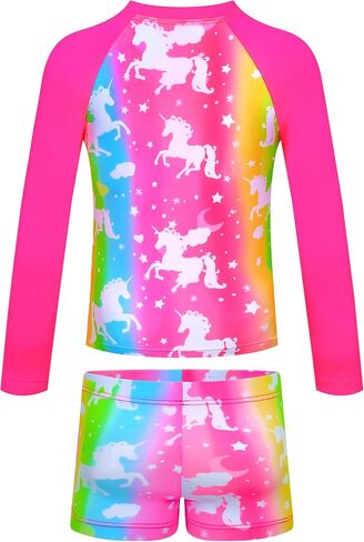 TENVDA Girls Swimsuit Two Piece Boyshort Tankini Bathing Suits Summer Beach Kids Swimwear Size 4-14 Years in Saudi Arabia