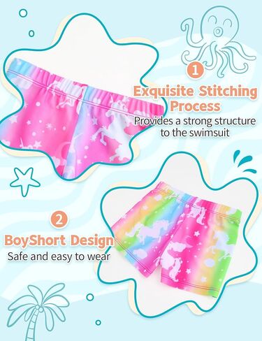 TENVDA Girls Swimsuit Two Piece Boyshort Tankini Bathing Suits Summer Beach Kids Swimwear Size 4-14 Years in Saudi Arabia