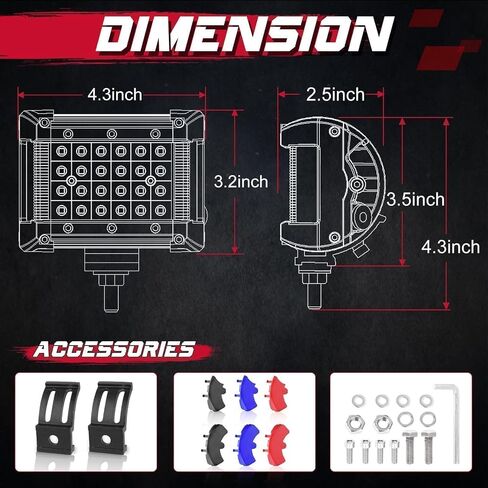 OFFROADTOWN 2PCS Side Shooter LED Pod Light 4 Inch 136W Spot Flood Combo Quad Row Off Road Driving Lights Work Bumper Lights Fog Light for Truck Tractor Motorcycle SUV UTV ATV Boat in Saudi Arabia