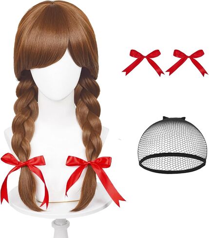 Probeauty Long Brown Braided Wig for Women Girls Halloween Costume Cosplay Wigs with Bangs + Wig Cap in Saudi Arabia