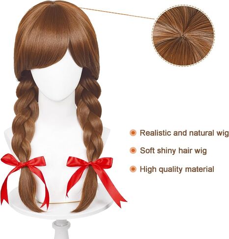 Probeauty Long Brown Braided Wig for Women Girls Halloween Costume Cosplay Wigs with Bangs + Wig Cap in Saudi Arabia