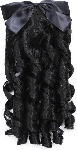 Regency Ringlet Ponytail Hairpiece with Bow Spiral Curl Synthetic Half Wig Historical Colonial Lady Costume Wig (Light Brown 4/27#) in Saudi Arabia
