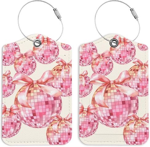 Preppy Pink Cherries Luggage Tags for Suitcases, Purple Luggage Tag, Back to School, Trendy Girly 2 Pack Travel Luggage Tags, Teen Girls Gifts Suitcase Tags in Kuwait