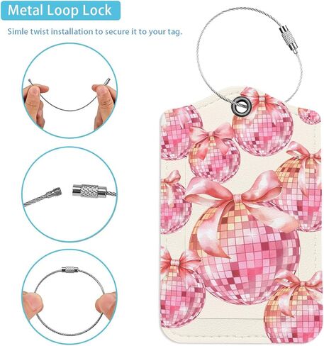 Preppy Pink Cherries Luggage Tags for Suitcases, Purple Luggage Tag, Back to School, Trendy Girly 2 Pack Travel Luggage Tags, Teen Girls Gifts Suitcase Tags in Kuwait