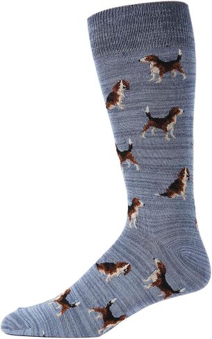 Memoi Men's 2 Pain Pack Beagle Dog Rayan Blend Crew Socks in Saudi Arabia