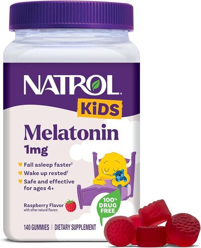 Natrol Kids Melatonin 1 mg, Dietary Supplement for Restful Sleep, Melatonin Gummies for Kids, 140 Raspberry-Flavored Gummies, Up to a 140 Day Supply in Kuwait