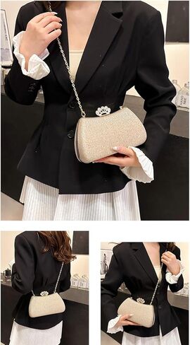 حقيبة ترتر قابض المساء في الحجر الراين ، امرأة متلألئة حقيبة يد رسمية مع سلسلة لحفل الزفاف in Kuwait