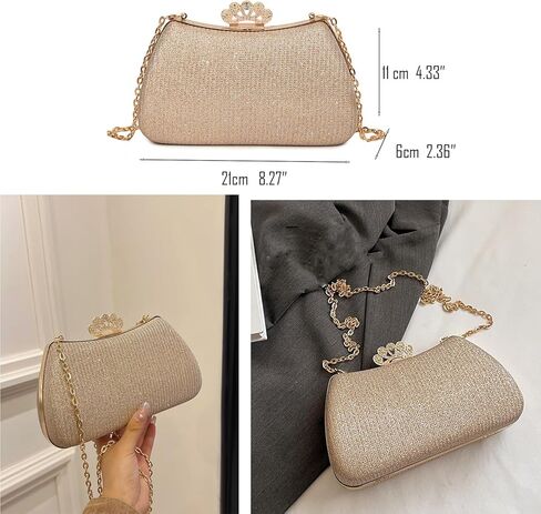 حقيبة ترتر قابض المساء في الحجر الراين ، امرأة متلألئة حقيبة يد رسمية مع سلسلة لحفل الزفاف in Kuwait