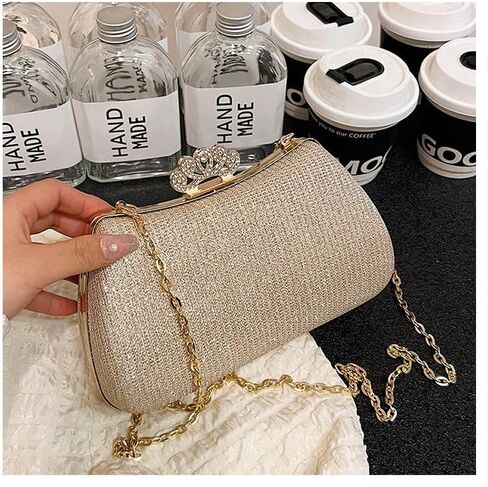 حقيبة ترتر قابض المساء في الحجر الراين ، امرأة متلألئة حقيبة يد رسمية مع سلسلة لحفل الزفاف in Kuwait