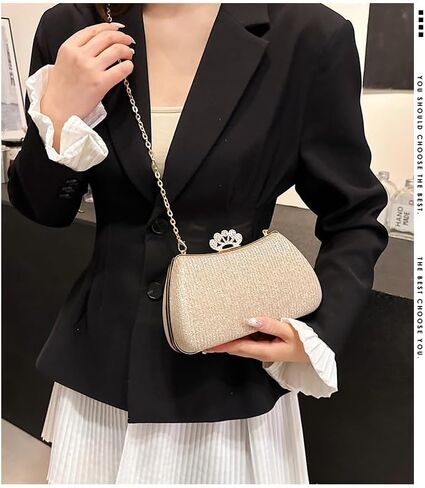 حقيبة ترتر قابض المساء في الحجر الراين ، امرأة متلألئة حقيبة يد رسمية مع سلسلة لحفل الزفاف in Kuwait