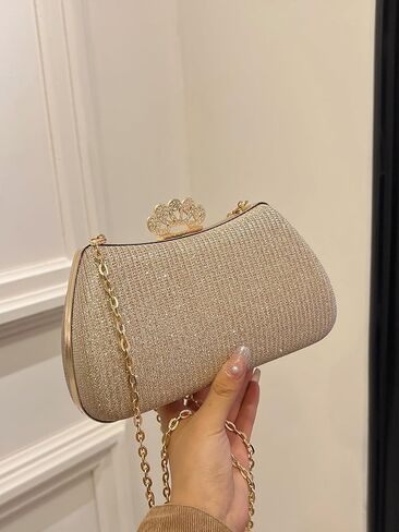 حقيبة ترتر قابض المساء في الحجر الراين ، امرأة متلألئة حقيبة يد رسمية مع سلسلة لحفل الزفاف in Kuwait