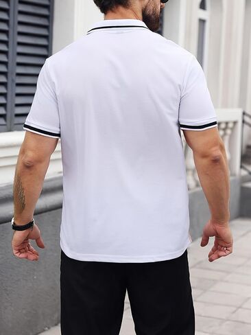 SOLY HUX Men's Summer Short Sleeve Tennis Golf Shirts Color Block Collared T-Shirt Tops in Saudi Arabia