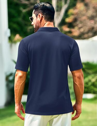 قمصان البولو للرجال Cotrasen Men Pique Pique Pique Pique Classic Fit Casual Pocket T-Shirt Colling Performance قمصان الجولف in Kuwait