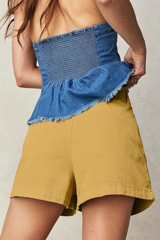 Lesore Womens مريحة ملائمة الخصر المرن غير الرسمي الصيفي الصيفي القصير الجيوب الجيوب الصين السراويل السراويل in Kuwait