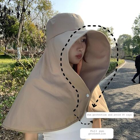 Women's Wide Brim Shawl Sun Hat with Neck Cover, Hiking and Climbing Travel Sun Hat, Summer Protection Beach in Saudi Arabia