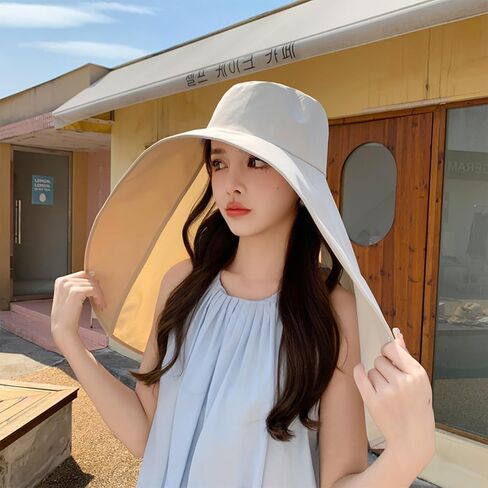 Women's Wide Brim Shawl Sun Hat with Neck Cover, Hiking and Climbing Travel Sun Hat, Summer Protection Beach in Saudi Arabia