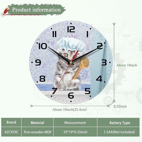 Chicken Wall Clocks,Rooster Oil Painting Wall Clock Decorative,Chicken Kitchen Wall Clock Battery Operated - 10 Inch Round Bathroom Wall Clocks Silent Non-Ticking in Kuwait