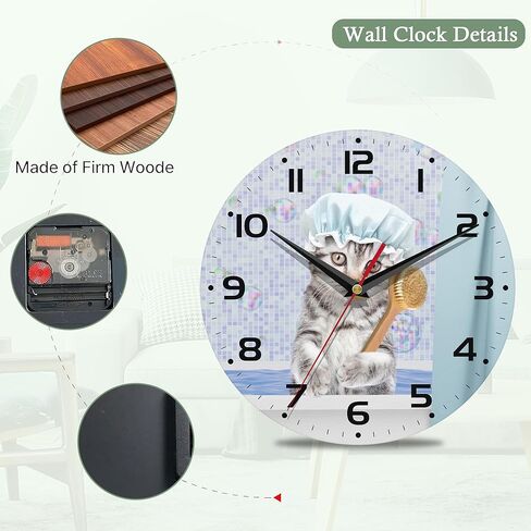 Chicken Wall Clocks,Rooster Oil Painting Wall Clock Decorative,Chicken Kitchen Wall Clock Battery Operated - 10 Inch Round Bathroom Wall Clocks Silent Non-Ticking in Kuwait
