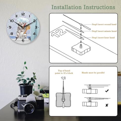 Chicken Wall Clocks,Rooster Oil Painting Wall Clock Decorative,Chicken Kitchen Wall Clock Battery Operated - 10 Inch Round Bathroom Wall Clocks Silent Non-Ticking in Kuwait