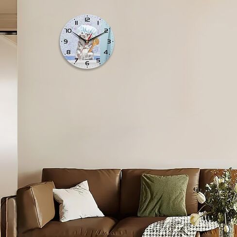 Chicken Wall Clocks,Rooster Oil Painting Wall Clock Decorative,Chicken Kitchen Wall Clock Battery Operated - 10 Inch Round Bathroom Wall Clocks Silent Non-Ticking in Kuwait